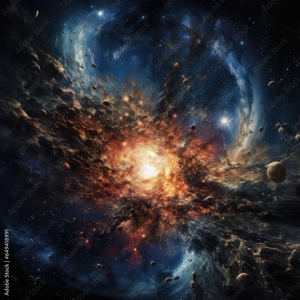 Illustration of the big bang in the universe