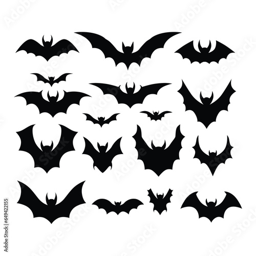 Set of silhouettes of various bat mice.