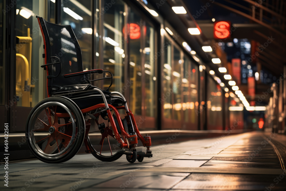 A wheelchair-accessible public transportation system, emphasizing the importance of mobility for all citizens. Generative Ai.