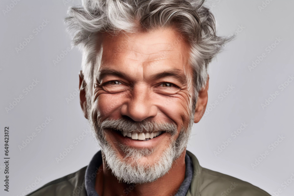 a closeup photo portrait of a handsome old mature man smiling with clean teeth. for a dental ad. guy with fresh stylish hair and beard with strong jawline. isolated on white background. a closeup photo portrait of a handsome old mature man smiling with clean teeth. for a dental ad. guy with fresh stylish hair and beard with strong jawline. isolated on white background.