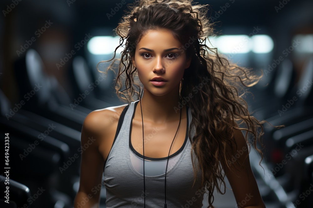 young girl in a gym. Healthy living concept