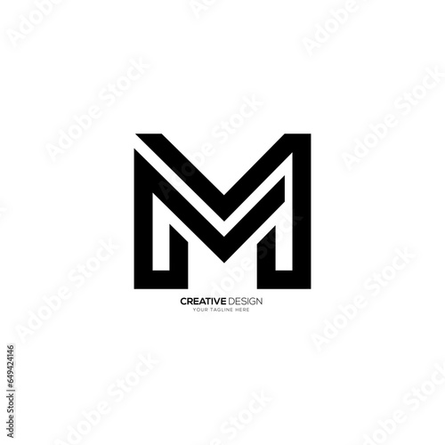 Letter M modern line art logo creative unique minimal monogram logo