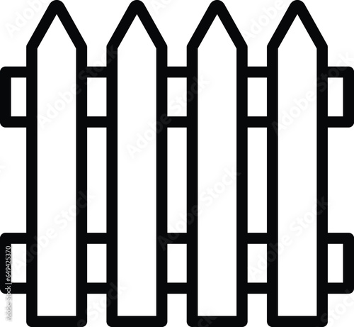 Pointed wooden fence line art vector icon for apps and websites