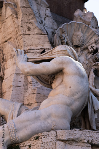Canvas-taulu Bernini's Fountain of the Four Rivers. Marble. Rome.