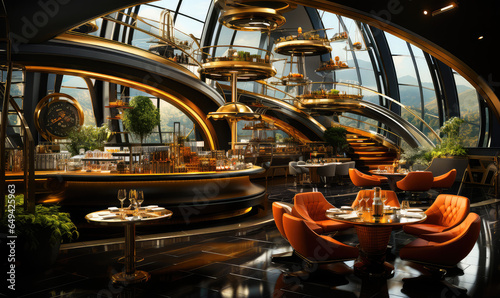 The Elegance of Tomorrow: Experiencing Luxurious Dining in a Futuristic Restaurant Setting - Generative AI © BigMindOutfit