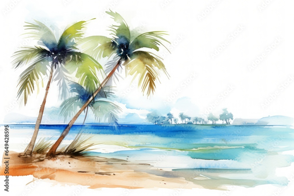 Watercolor Palm Tree Images Stock Illustration