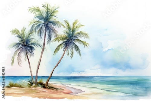 Watercolor Palm Tree Images Stock Illustration