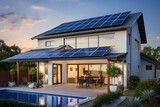 Residential property with solar panels in SA. Generative AI