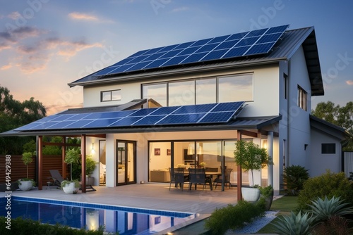 Residential property with solar panels in SA. Generative AI
