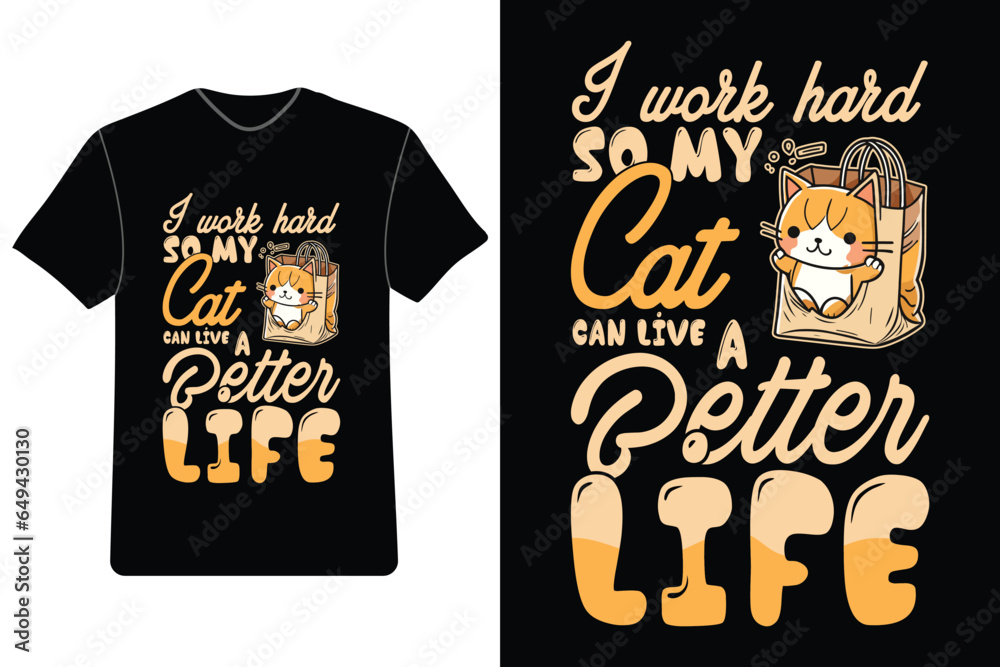 Cute cat t-shirt design, Cat lover tees, Cat-themed apparel, Cat silhouette tees, Funny cat shirts.