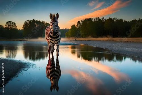 zebra in water