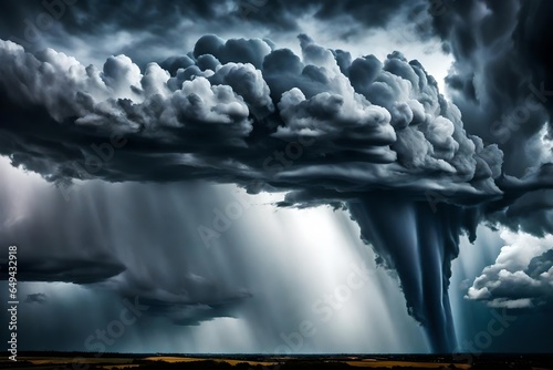 vThe dark sky with heavy clouds converging and a violent storm before the rain.Bad or moody weather sky and environment. carbon dioxide emissions, greenhouse effect, global warming, climat photo