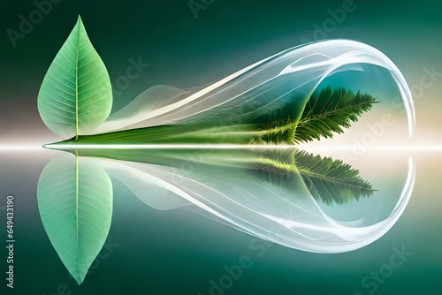 abstract green background with leaves
