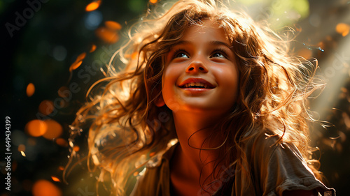 portrait of a beautiful little girl in the autumn park
