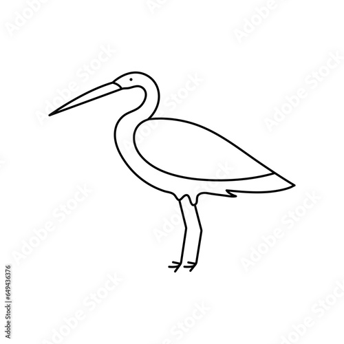 Continuous one line art drawing of egret bird vector illustration.