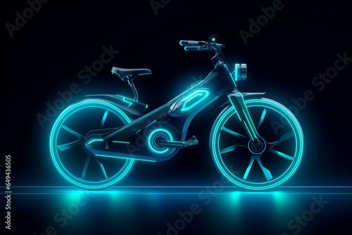 Stylish e-bike in motion: vector graphic displays eco-friendly transportation with futuristic design. Generative AI