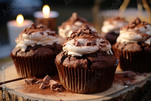 Chocolate cupcakes with chocolate, Christmas mood