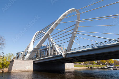 Lazarevsky Bridge on a sunny day. A cable-stayed bridge