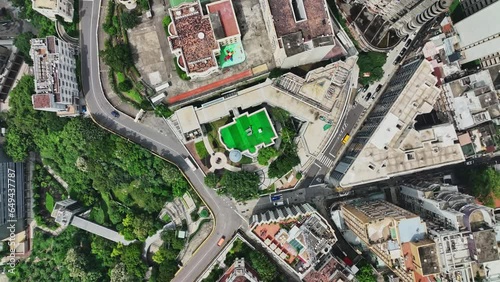 An aerial view of a city with lots of buildings photo