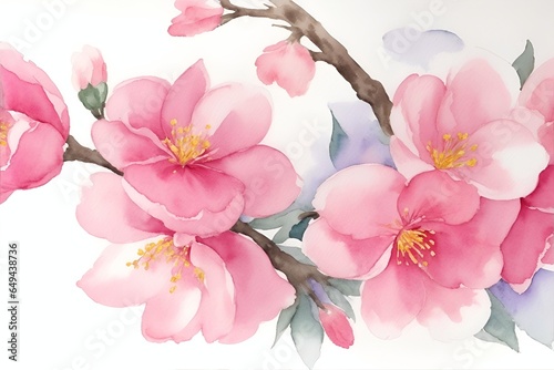 Watercolor Sakura paint. AI generated illustration