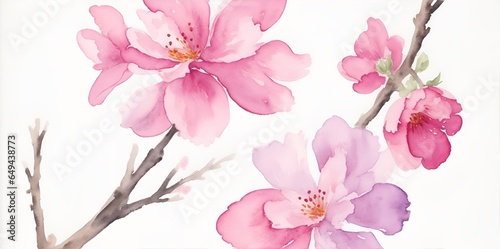 Watercolor Sakura paint. AI generated illustration