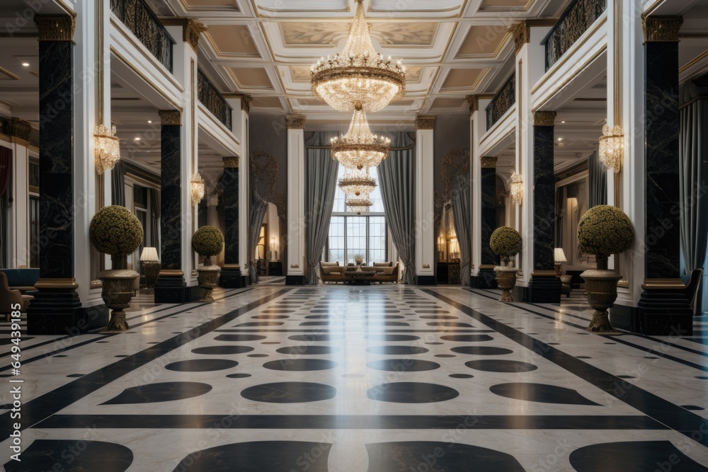 Interior of the lobby of a luxury hotel