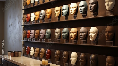 a boutique's facial masks display, where various formulations promise radiant skin
