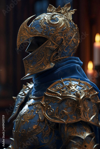 Majestic blue knight portrait hyperdetailed