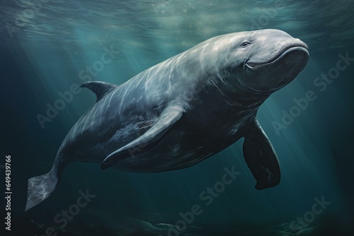 A large marine mammal with a gray body. Generative AI © Zara