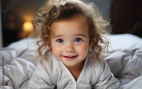 Crawling baby on the bed in...