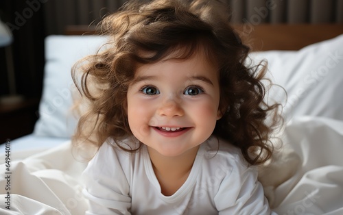 Crawling baby on the bed in...