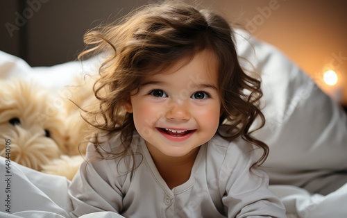 Crawling baby on the bed in...