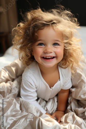 Crawling baby on the bed in...