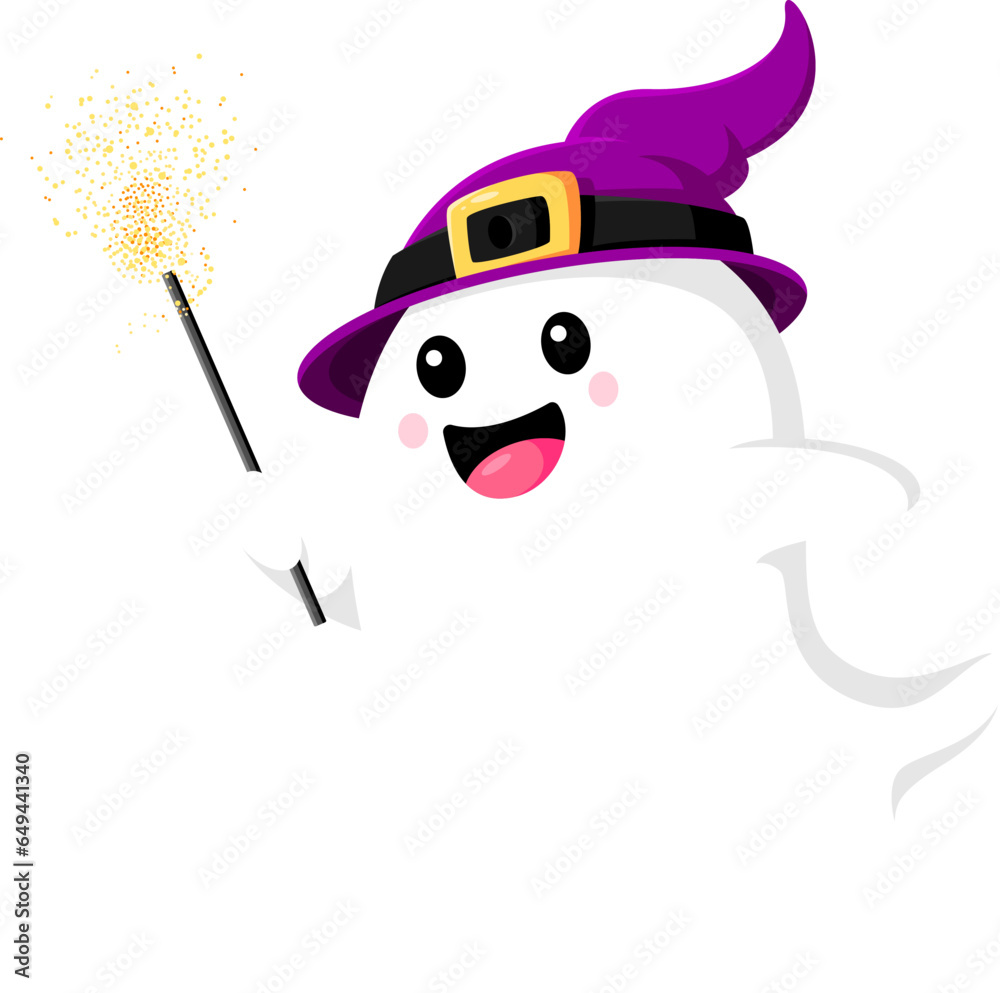 Cartoon Halloween kawaii ghost wear witch hat Cartoon Halloween kawaii ghost wear witch hat