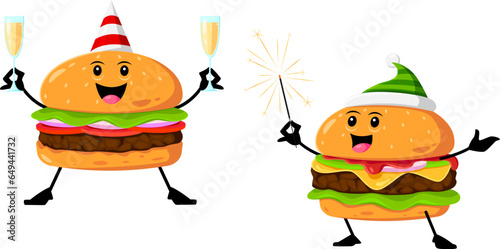 Cartoon hamburger Christmas cheerful character