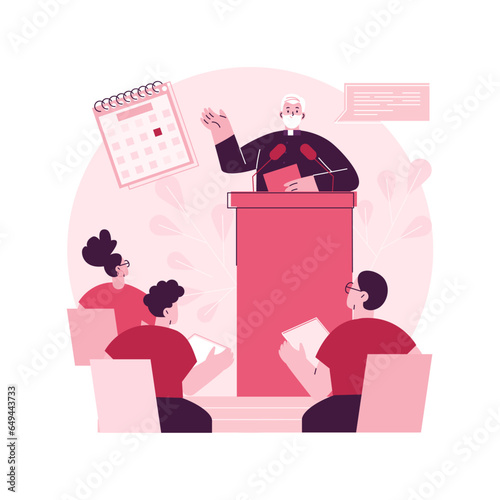 Christian event abstract concept vector illustration. Christian holy day, religious dates calendar, baptist event, church gathering, sunday mass, music festival, pilgrimage abstract metaphor.