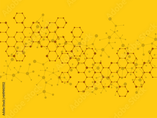 Abstract hexagonal molecules, molecular structure of DNA. Technology background and science design