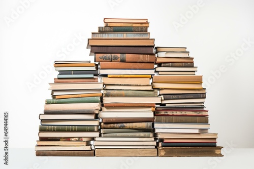 Books stacked on white. Generative AI