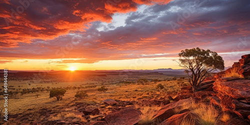 Outback sunset landscape. Australia outback plains.  photo