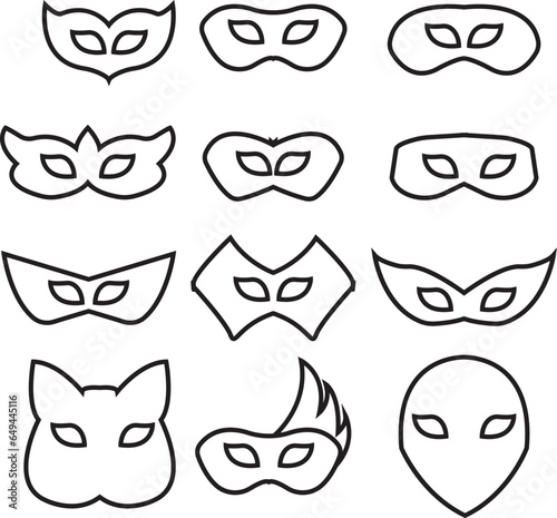 Fototapeta Naklejka Na Ścianę i Meble -  Masquerade vector icon on white background. Comic and tragic mask icon