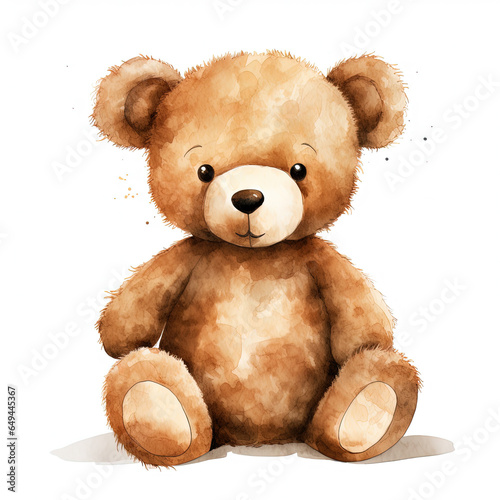 Watercolor Teddy bear Illustration, Generative Ai