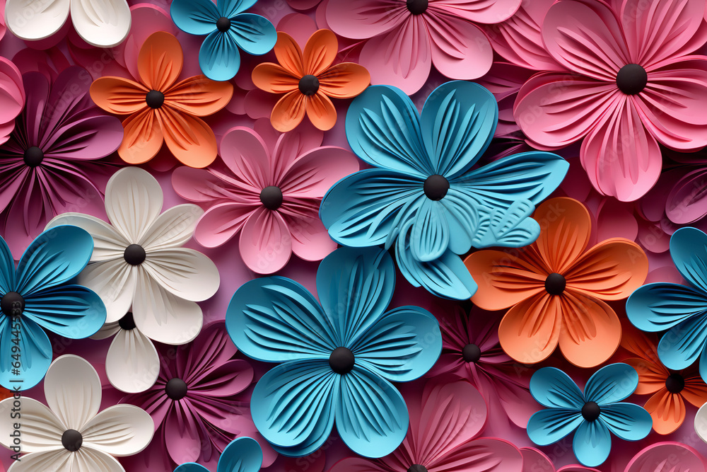 beautiful, full background, pretty, whimsical, paper flowers, 3D, paper pink flower, paper blue flower, paper teal flower, paper purple flower, bright, wonderland, beautiful, full background, pretty, whimsical, paper flowers, 3D, paper pink flower, paper blue flower, paper teal flower, paper purple flower, bright, wonderland,