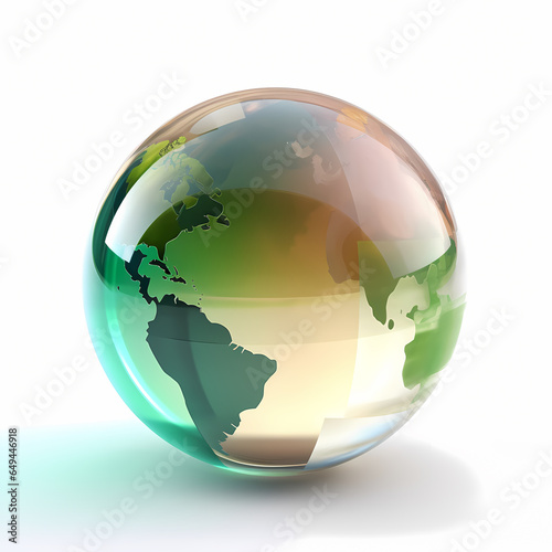 glass sphere world globe on white background