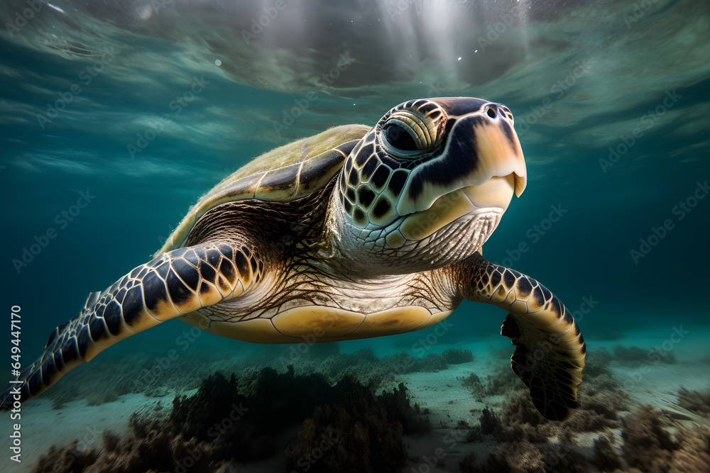 Obraz premium turtle swimming in the sea