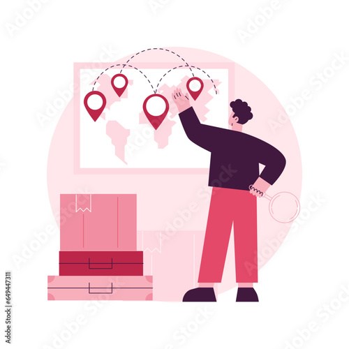Migratory movement abstract concept vector illustration. Human migration, movement of people, refugee group, travelling with bags and kids, work and study search, asylum seekers abstract metaphor.