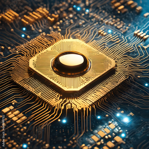 Obraz na płótnie Microchip Levitating over radiant integrated circuits