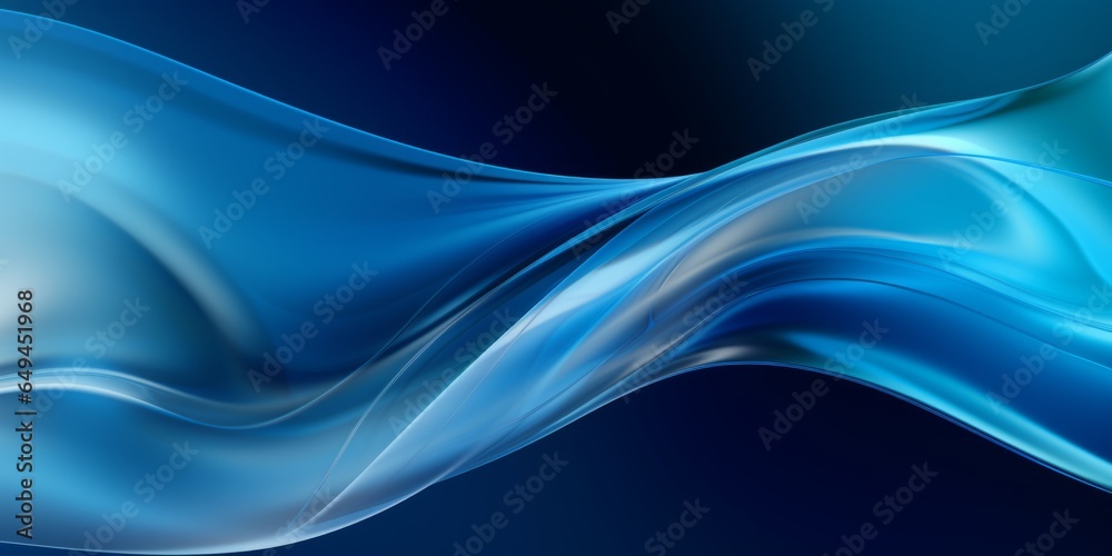 Blue Glass Creative Abstract Wavy Texture. Screen Wallpaper. Digiral Art. Abstract Bright Surface Liquid Horizontal Background. Ai Generated Vibrant Texture Pattern.