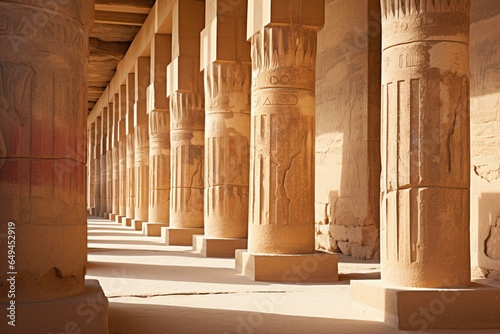Columns of the temple of Queen Hatshepsut. Luxor. Egypt. Generative AI photo