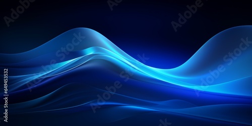 Blue LED Creative Abstract Wavy Texture. Screen Wallpaper. Digiral Art. Abstract Bright Surface Liquid Horizontal Background. Ai Generated Vibrant Texture Pattern.