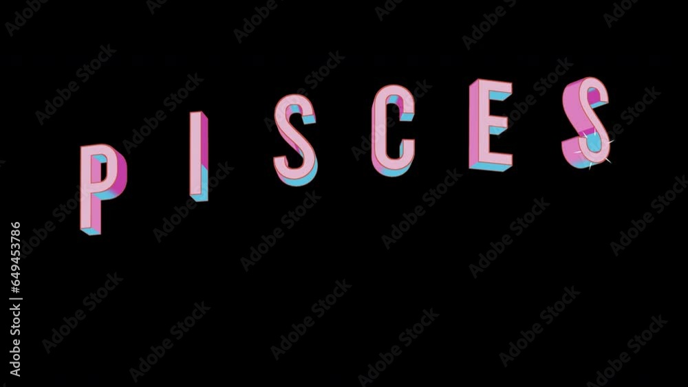 Bright letters jump merrily in the inscription PISCES constellation of a. Retro. Alpha channel black. In-Out looped. Alpha BW at the end. Looped from frame 120 to 240, Alpha BW at the end Bright letters jump merrily in the inscription PISCES constellation of a. Retro. Alpha channel black. In-Out looped. Alpha BW at the end. Looped from frame 120 to 240, Alpha BW at the end